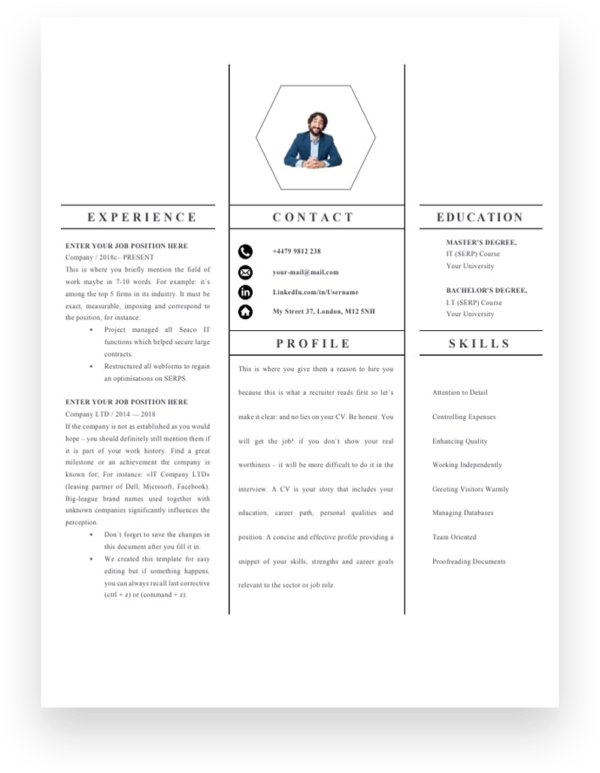 Assistant Accountant 2 Page CV Template